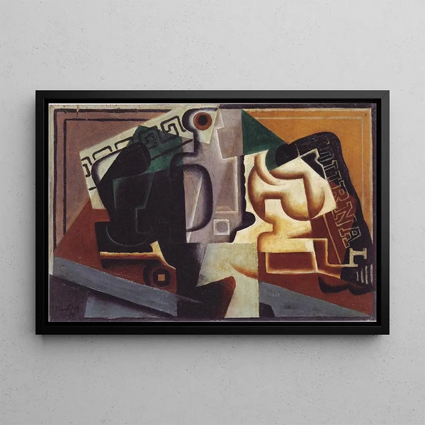 Glass and carafe painting - Juan Gris — framed artwork on a wall