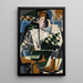 Harlequin with a guitar - Juan Gris — framed artwork on a wall