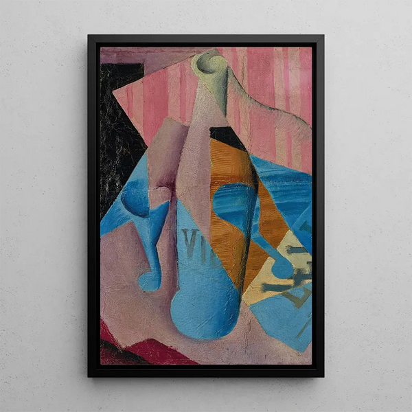 La Bouteille de vin - Juan Gris — framed artwork on a wall