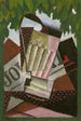 Glass, newspaper and foliage - Juan Gris — artwork view