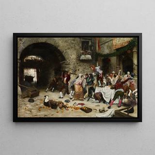 an interrupted banquet - Juan José Gárate Clavero — framed artwork on a wall