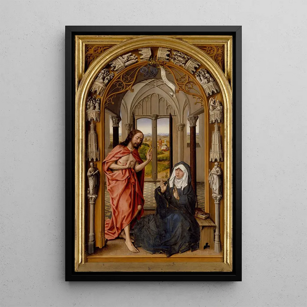 Christ appearing to his Mother - Juan de Flandes — framed artwork on a wall