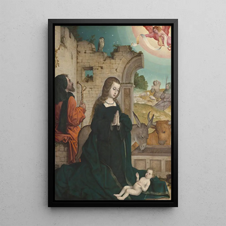 The Nativity - Juan de Flandes — framed artwork on a wall