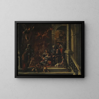 The Birth of the Virgin - Juan de Valdés Leal — framed artwork on a wall