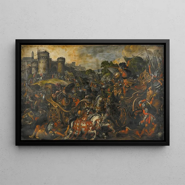 Achille confronting Hector before Troy - Juan de la Corte — framed artwork on a wall