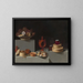 Still life with Sweets and Pottery - Juan van der Hamen y León — framed artwork on a wall