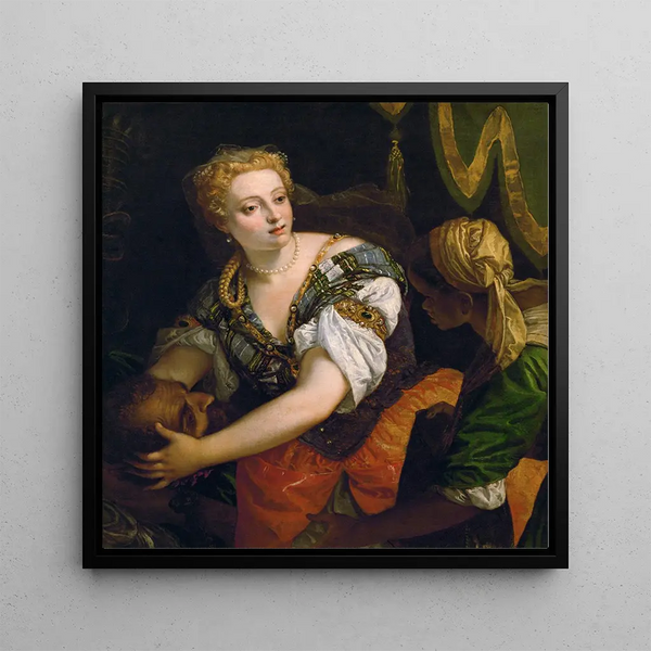 Judith with the Head of Holofernes - Paolo Veronese — framed artwork on a wall