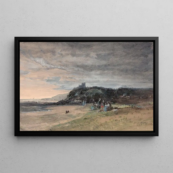 Beach Scene Painting - Jules-Achille Noël — framed artwork on a wall