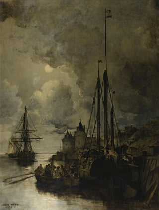 JulesAchille Nol - Ville en bord de mer au clair de lune.webp