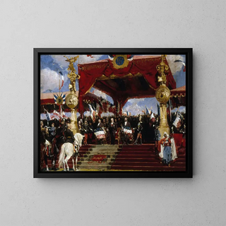 La distribution des drapeaux à Longchamp le 14 juillet 1880 - Jules-Arsène Garnier — framed artwork on a wall