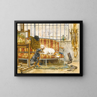 Les Chiens de l'artiste - Jules-Bertrand Gibert — framed artwork on a wall