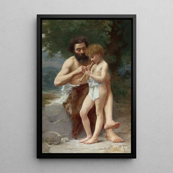 La Leçon de flûte - Jules-Cyrille Cavé — framed artwork on a wall