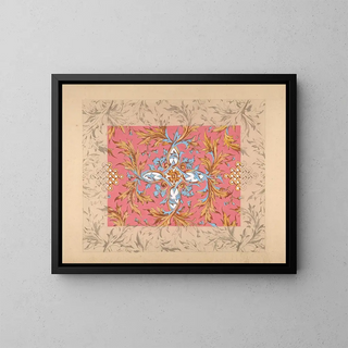 Design for a ceiling with floral pattern - Jules-Edmond-Charles Lachaise — framed artwork on a wall