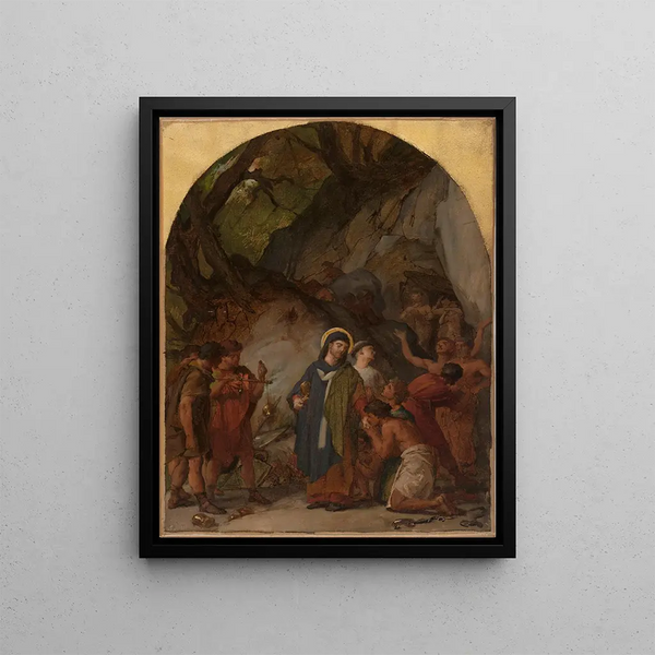Saint Ambroise, bishop of Milan, of the sacred vases of his church to redeem his prisoners - Jules-Eugène Lenepveu — framed artwork on a wall