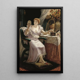 Looking in the mirror - Jules-Hippolyte Ravel — framed artwork on a wall