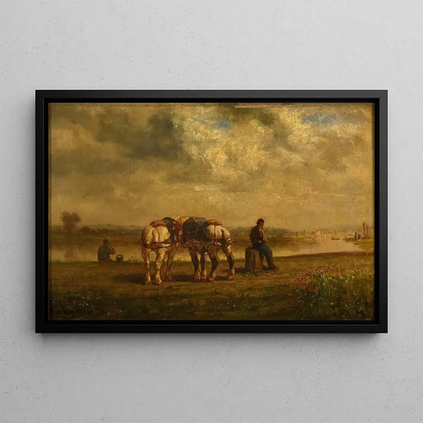 Horses of the towpath - Jules-Jacques Veyrassat — framed artwork on a wall