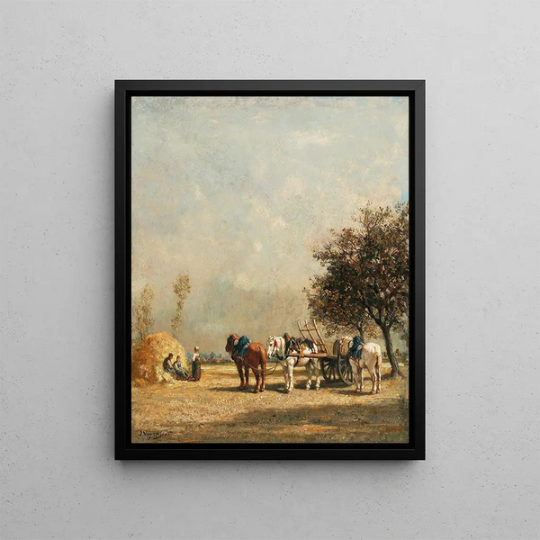 Jules the Hay Cart - Jules-Jacques Veyrassat — framed artwork on a wall