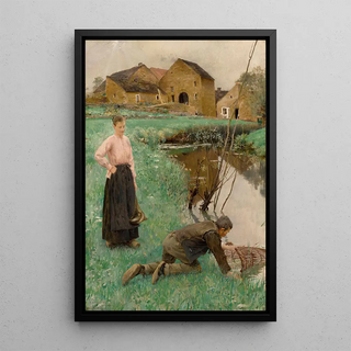 La Levée des nasses - Jules Alexis Muenier — framed artwork on a wall