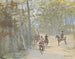 Forest landscape painting with riders - Jules Baron Finot — artwork view