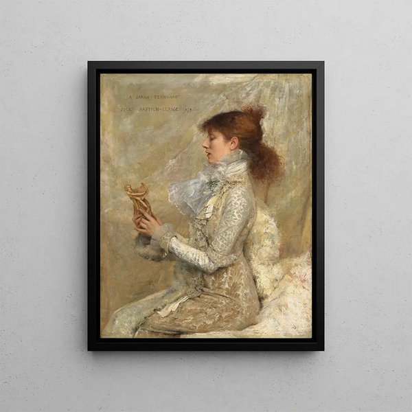 Portrait of Sarah Bernhardt - Jules Bastien-Lepage — framed artwork on a wall