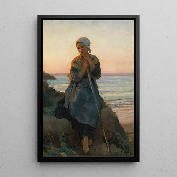 Bergère de Douarnenez - Jules Breton — framed artwork on a wall