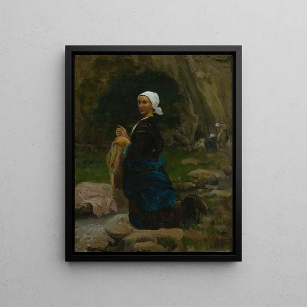 Breton Laundry Woman - Jules Breton — framed artwork on a wall