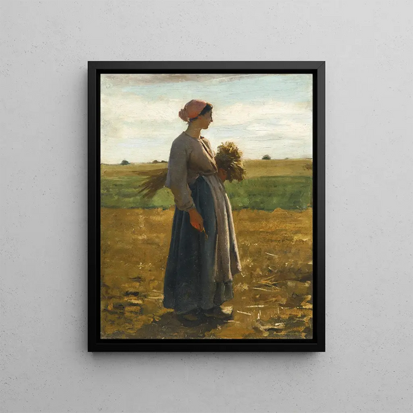 Young woman in the fields - Jules Breton — framed artwork on a wall