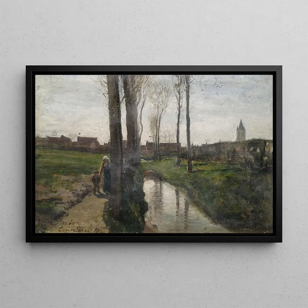 Landscape near Courrières - Jules Breton — framed artwork on a wall