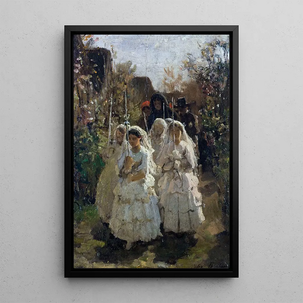 Les communiantes Courrières - Jules Breton — framed artwork on a wall