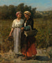 Two Young Women Picking Grapes, Study for the Vintage at Château Lagrange - Jules Breton — artwork view