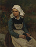 Young Breton Girl Knitting - Jules Breton — artwork view