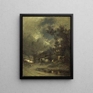 Jules Dupr - A Village by Night.webp