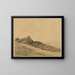 Coastal landscape painting in Cayeux with two cabins - Jules Dupré — framed artwork on a wall