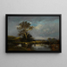 Landscape painting with pond and tree - Jules Dupré — framed artwork on a wall