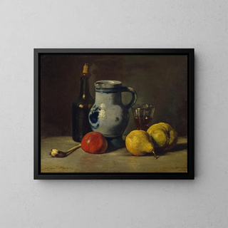 Nature morte avec une cruche grise - Jules Dupré — framed artwork on a wall