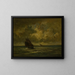 Two boats in a storm - Jules Dupré — framed artwork on a wall
