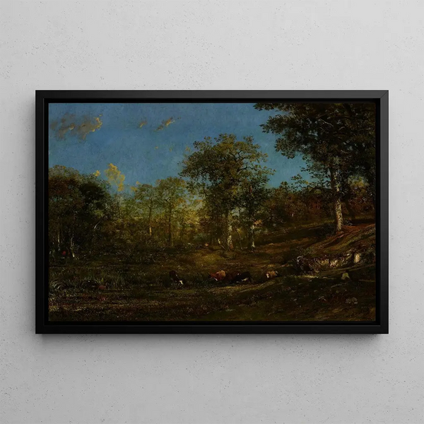 View of the Limousin Pastures, France - Jules Dupré — framed artwork on a wall