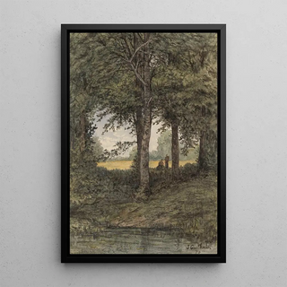 Landscape Forest Painting - Jules Goethals — framed artwork on a wall