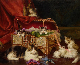 Kittens in a sewing basket - Jules Leroy — artwork view