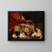 Kittens in a sewing basket - Jules Leroy — framed artwork on a wall