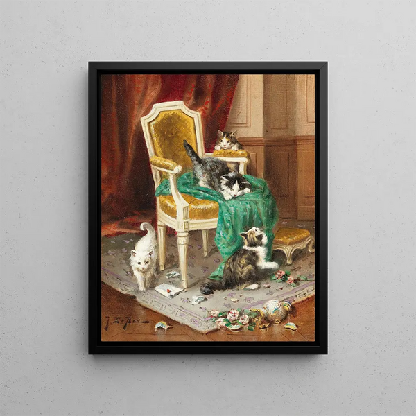 Cats players - Jules Le Roy — framed artwork on a wall