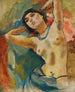 Brunette with Blue Necklace - Jules Pascin — artwork view