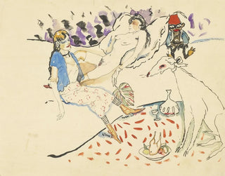 Woman with her dog and nude - Jules Pascin — artwork view