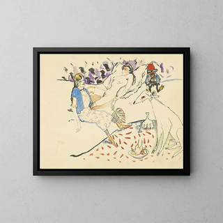 Woman with her dog and nude - Jules Pascin — framed artwork on a wall