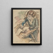 Woman writing - Jules Pascin — framed artwork on a wall