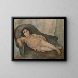 The Model in a Pink Shirt - Jules Pascin — framed artwork on a wall