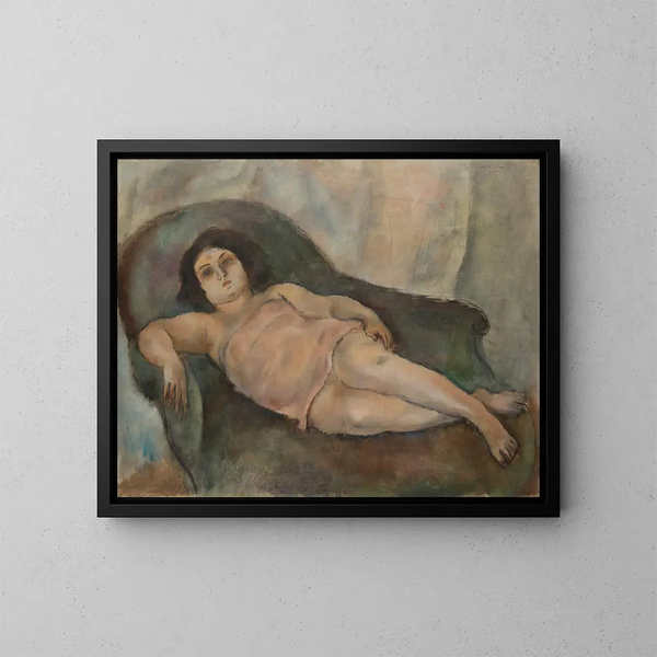 The Model in a Pink Shirt - Jules Pascin — framed artwork on a wall