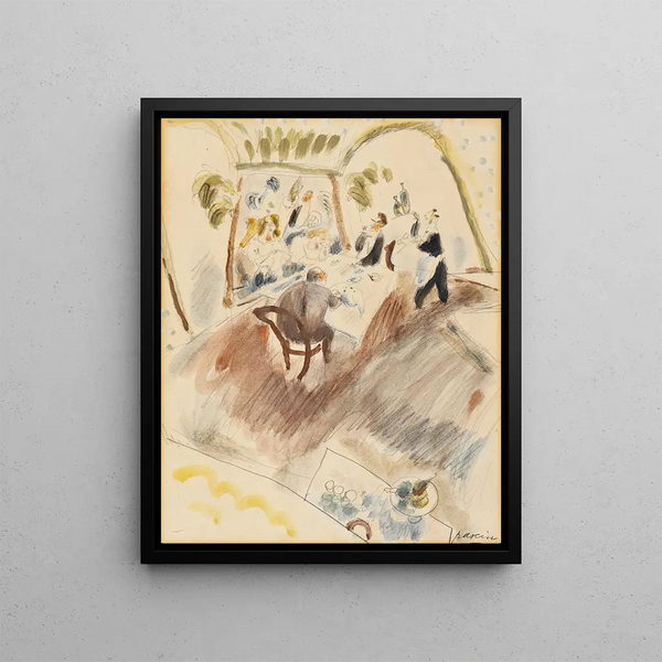 Two Men Dining - Jules Pascin — framed artwork on a wall