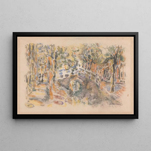 Canal with Bridge - Jules Schmalzigaug — framed artwork on a wall