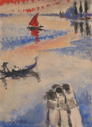 Red Sailboat and Gondola - Jules Schmalzigaug — artwork view